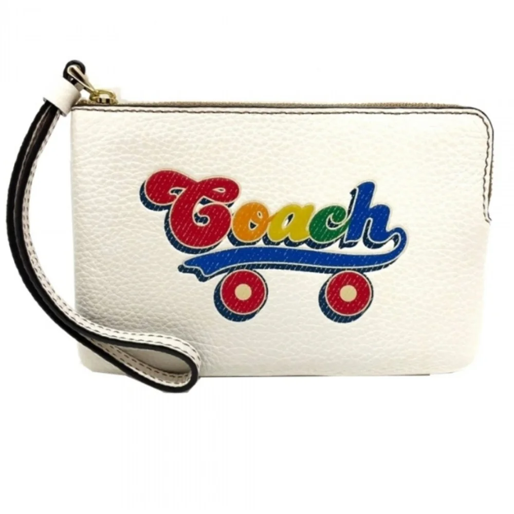 Brand New~Limited Edition COACH Leather Corner Zip Rainbow Roller Skate Wristlet - Picture 7 of 14